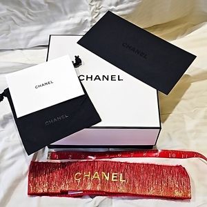 Chanel authentic gift box set with tissue paper, small gift bag & ribbon. Empty